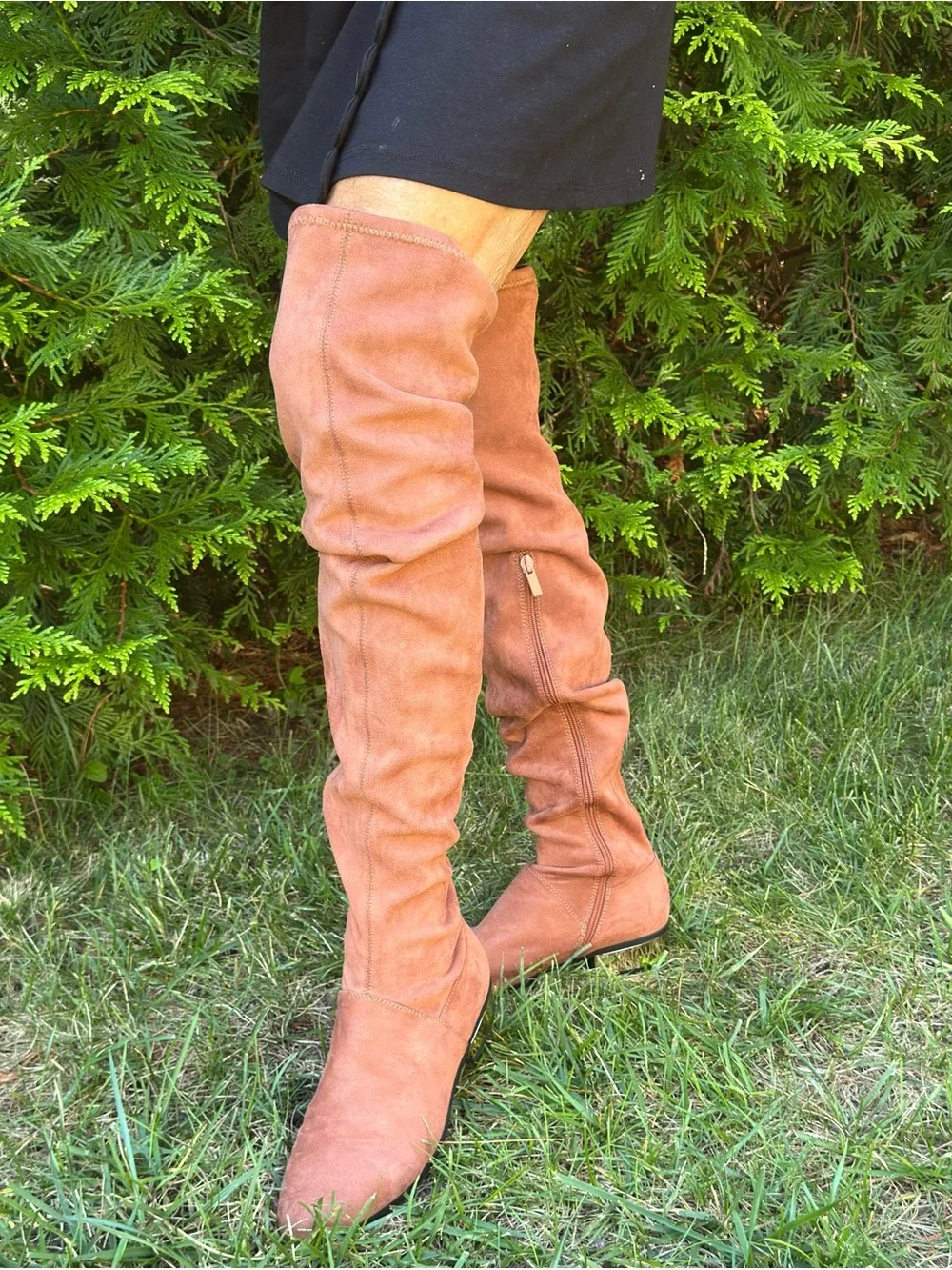 Over-the-Knee or not ,faux suede boots rust color size 9